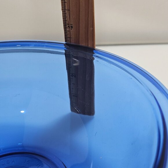 Pyrex Blue Mixing Nesting Bowl 1.5qt vtg kitchenwares serving 8.5" made in USA - Picture 7 of 9